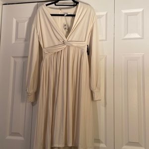 Express long sleeve cream dress.